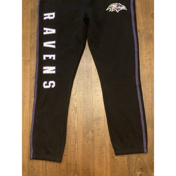 Baltimore Ravens Logo NFL Apparel Purple Stripe Black Mens Sweatpant Jogger Sz L - Picture 4 of 10